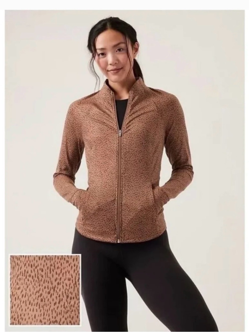 Athleta Brown Leopard-Print Salutation Jacket Size XL